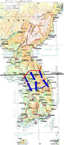 Cease-fire line map, Korea 1951
