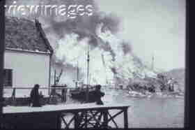 A German ship on fire out of Vaasgo island