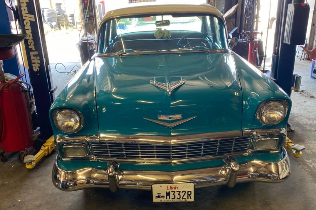 Old blue car