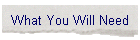 What You Will Need