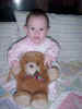 September 29, 2001: sitting up with bear from Aunt Isabel