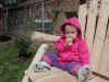 April 13, 2002: new bench; little evergreen tree in the background