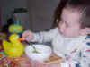 October 19, 2002: "feed you" --- feeding duckie