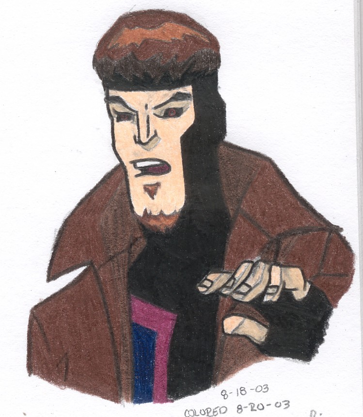 Gambit, from a screencap somewhere. I was testing something with colored pencils.