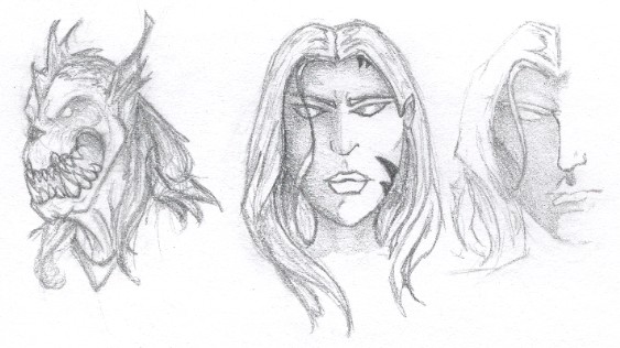 A demon thingy, Talis kinda, and draw-off of Jackie Estacado
