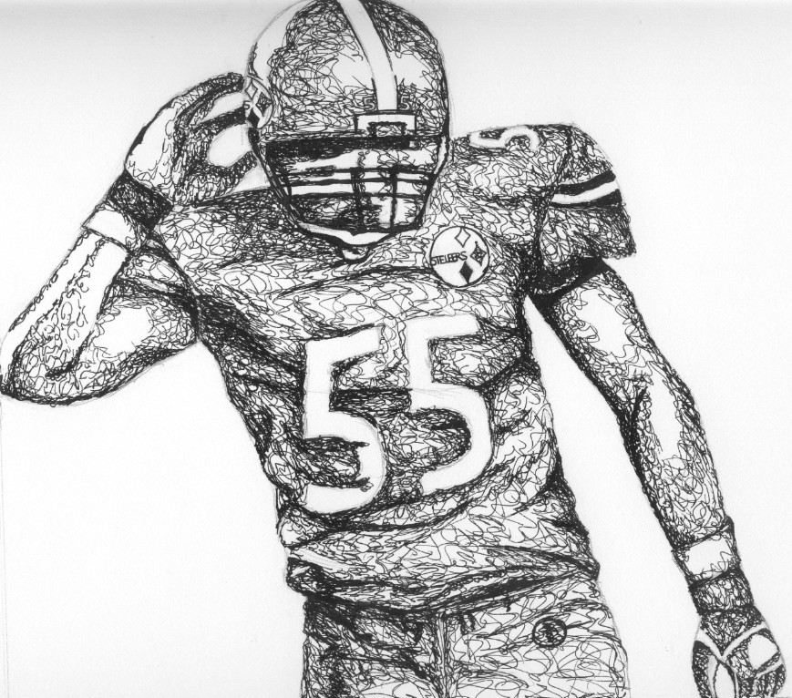 Joey Porter. A "scribble drawing" done for Art class. Steelers. ;)