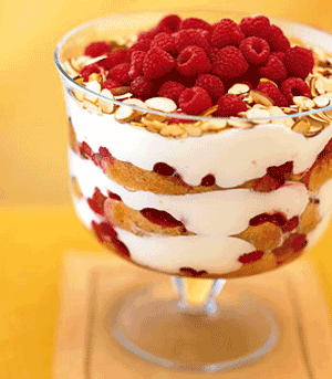 Raspberry, White Chocolate, and Almond Trifle