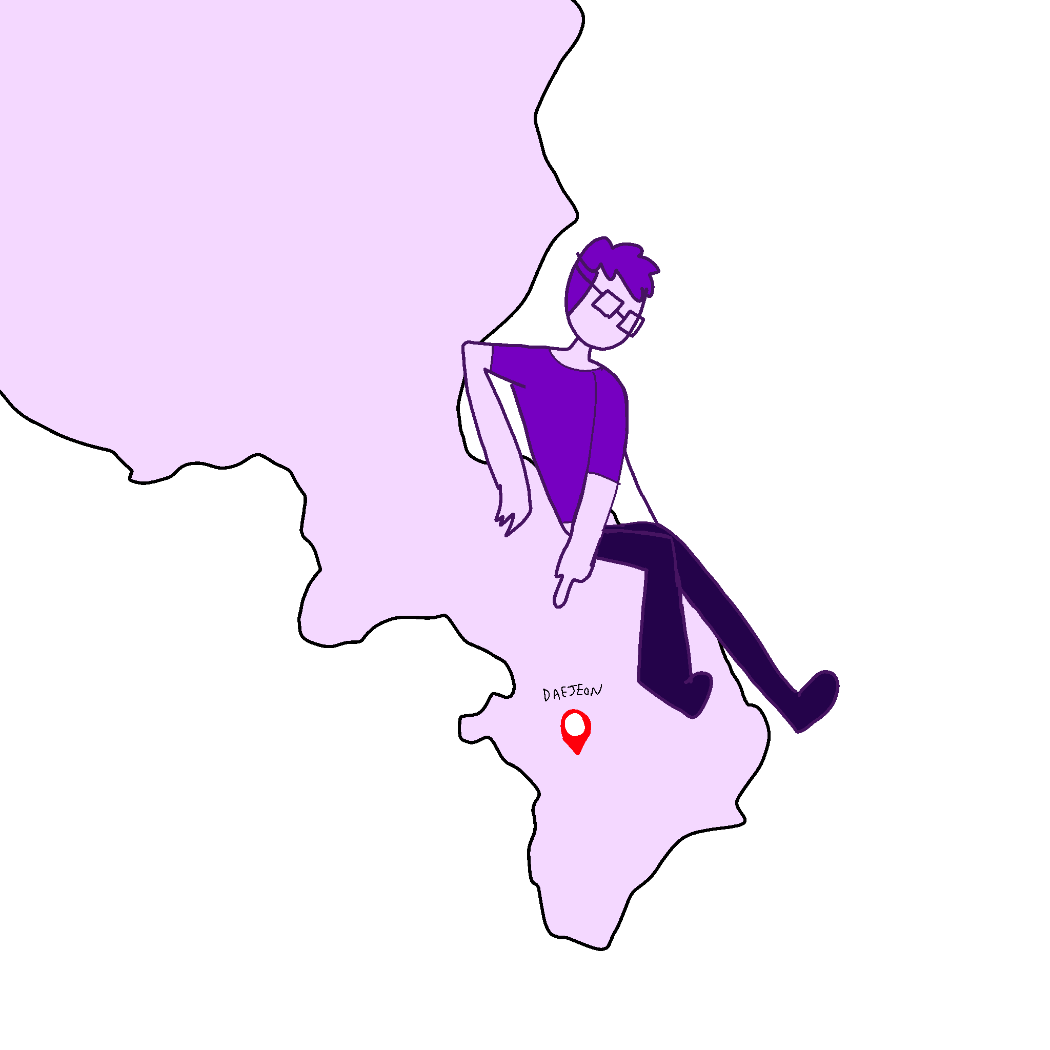 Jacob Standing on an outline of korea