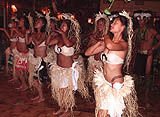 Otea Api's Tahitian dance group from... San Francisco at Moorea Village, check out that tattoo!