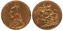Gold 1889 Queen Victoria Sovereign