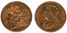 Gold 1894 Veiled Head Sovereign