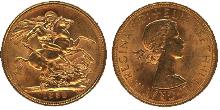 Gold 1958 Queen Elizabeth II Sovereign