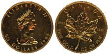Gold 1985 Canadian Maple Leaf 50 Dollars $50