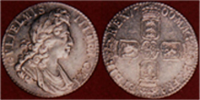 No 182 - KIng William III Shilling Fifth Bust 1700 Hair High English Milled Coin