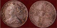 No 192 - Queen Anne Shilling 1707 Third Bust After Union with Scotland