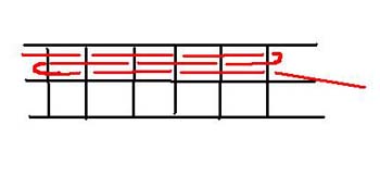Fig 3: Darning stitch carried across several meshes