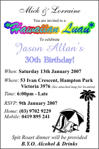 Jason's 30th Invitation