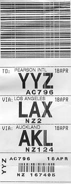 luggage tag: MEL-AKL-LAX-YYZ