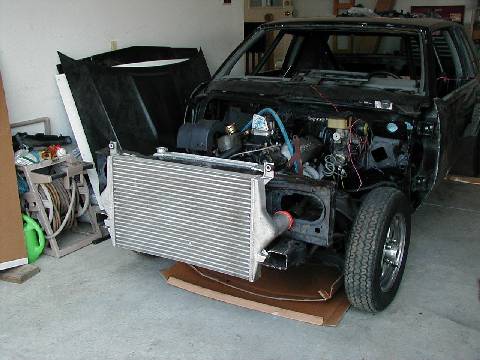 intercooler installed on front of car