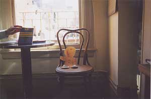 Book? $16.95. Chair? $22. View of someone else's laundry? Priceless.