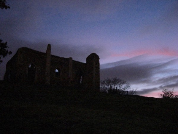 St Catherine's Chapel, Guildford, at night
