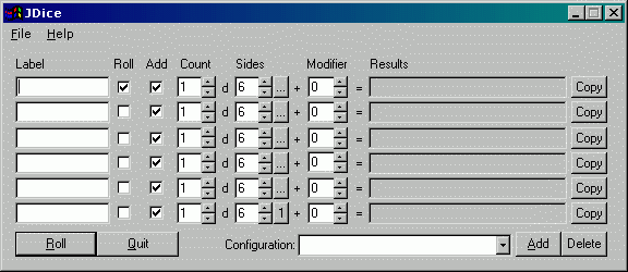 Figure 1: Basic display with 1d6, unnamed.