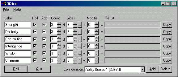 Figure 2: 3d6 rolled 6 times (i.e., AD&D ability scores)