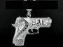 ICED OUT LARGE 2PAC GUN CHARME WITH 36" CHAIN 