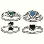 STERLING HEART STONE RING 