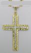 14KT GOLD OVERLAY CUBIC ZIRCONIAS JUMBO CROSS CHARM.CARVED FROM SOLID BRASS THE SUPERB FINISH IS GUARANTEED FOR LIFETIME AGAINST TARNISHING.COMES WITH FREE CHAIN.SIZE 4"X2 1/2" 