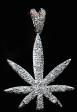 SOLID S.SILVER LEAF CHARM.PAVE SET WITH CUBIC ZIRCONIAS.SIZE 3X2" WEIGHT 26.4 GRAM