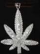 SOLID S.SILVER LEAF CHARME 3 1/2" TALL.HAND SET WITH CUBIC ZIRCONIAS.WEIGHT 22.5 GRAM