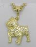 14KT GOLD OVERLAY CUBIC ZIRCONIAS BULLDOG CHARM. CARVED FROM SOLID BRASSTHE SUPERB FINISH IS GUARANTEED FOR LIFETIME AGAINST TARNISHING.COMES WITH FREE CHAIN.SIZE 2"X2"