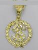 14KT GOLD OVERLAY CUBIC ZIRCONIAS DOLLER CHARM.CARVED FROM SOLID BRASS THE SUPERB FINISH IS GUARANTEED FOR LIFETIME AGAINST TARNISHING.COMES WITH FREE CHAIN.SIZE1 1/2"X1 1/2" 