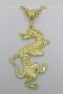 14KT GOLD OVERLAY DERAGON CHARM.CARVED FROM SOLID BRASS THE SUPERB FINISH IS GUARANTEED FOR LIFETIME AGAINST TARNISHING.COMES WITH FREE CHAIN.SIZE 4" LONG 