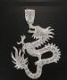 ICED OUT PLATINUM LOOK X LARGE DRAGON. SIZE 4.5"X3".FREE 36" CHAIN