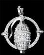 PLATINUM LOOK ICE GERNADE CAHRM 3 1/2" LONG WITH FREE36" CHAIN 