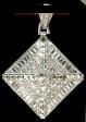 PLATINUM LOOK 3-D ICED PENDANT WITH 100+ OF ROUND & BAGUETTE STONES.SPECIAL DESIGN IN THE BACK OF THE CHARME..FREE 36"CHAIN 