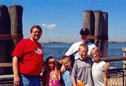 In New York, statue of Liberty in background