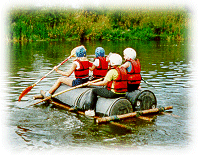 Raft sailing on the pond