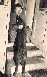Larry and their Dog on back steps
