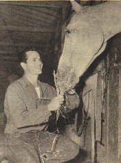 Sweet talking the horse before riding