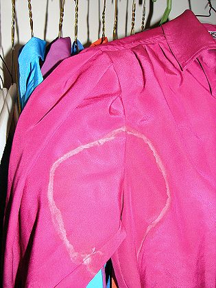 silk blouse with perspiration stain