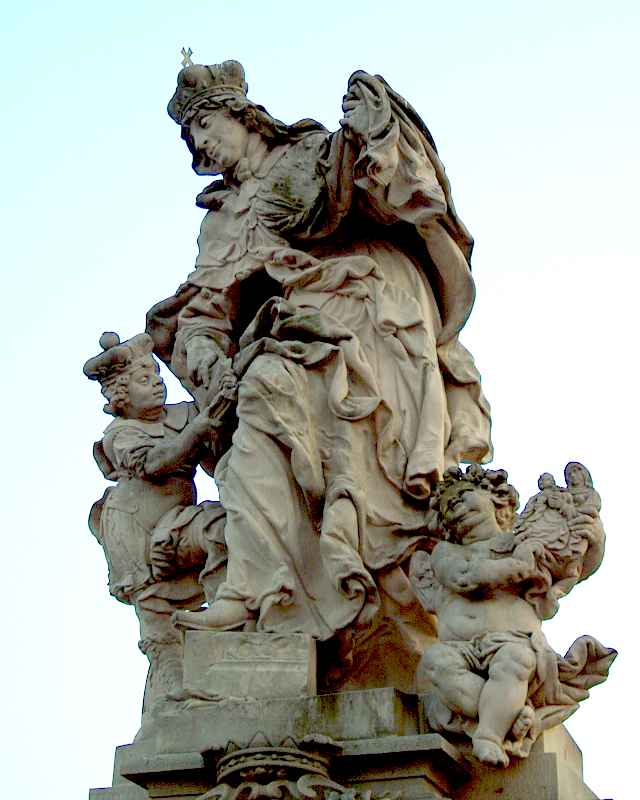 St. Ludmila with St. Wenceslaus (Vaclav) sculptural group, situated on the Charles Bridge in Prague