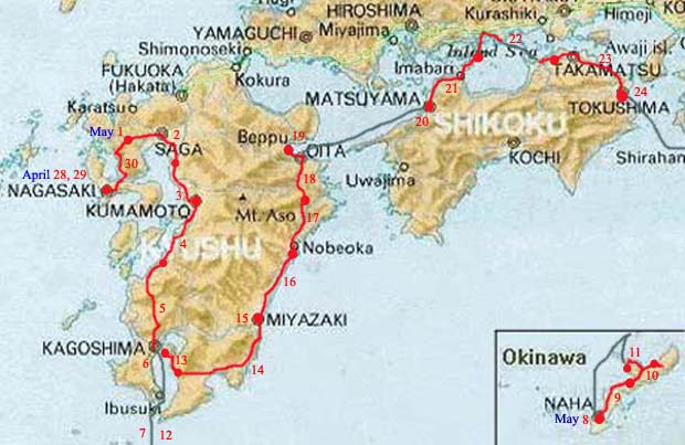 Japan Trip Map