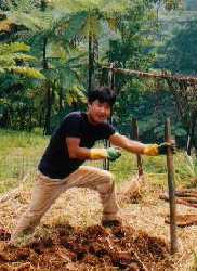 Hiroki from Japan making a garden