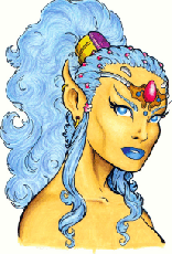 An Elf I created to use as a character portrait on a computer game called Baldur's Gate.&nbsp; Inked and colored with colored pencils.