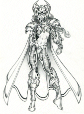 A Manga-Type Armored Woman that I am in the process of coloring.