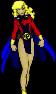 Adromeda's costume with classic pre-boot colors that match M'Onel's costume.