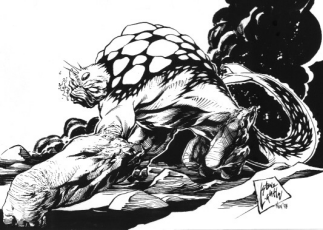 This is an awesome drawing of one of my favorite all time Legionnaires.&nbsp; Tellus just has such a unique appearance.&nbsp; Unfortunately, a problem with such a unique appearance is that only Lightle could really draw him to my satisfaction.